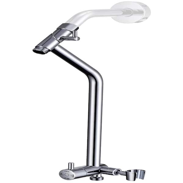 Chrome All Metal Shower Diverter with 13.5 in. Extended Holder, 4 Spray Modes and Easy Install
