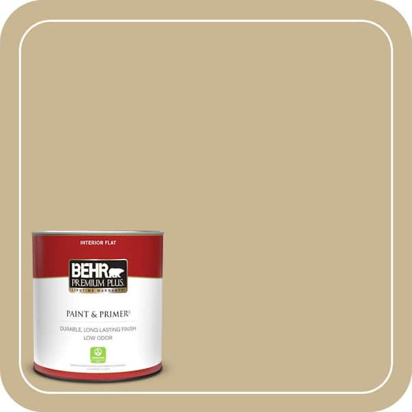 BEHR PREMIUM PLUS 1 qt. #MQ2-30 Spring Wheat Flat Low Odor Interior Paint & Primer