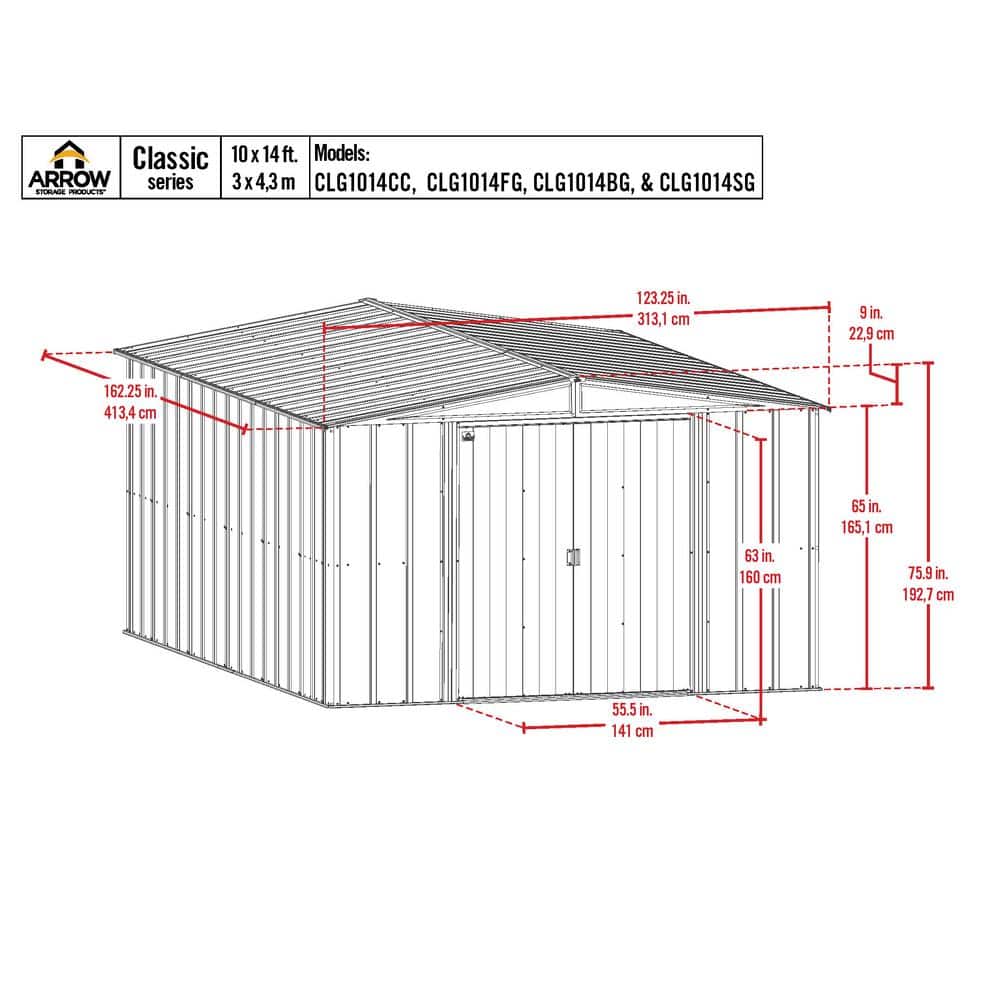 10 ft x 14 ft Blue Gray Galvanized Steel Storage Shed