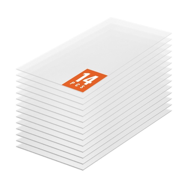 14-Pack Polycarbonate Greenhouse Panels, 2 ft. x 4 ft. x 0. 16 in. Roof Panels Sheets Waterproof UV Protected Corrugated