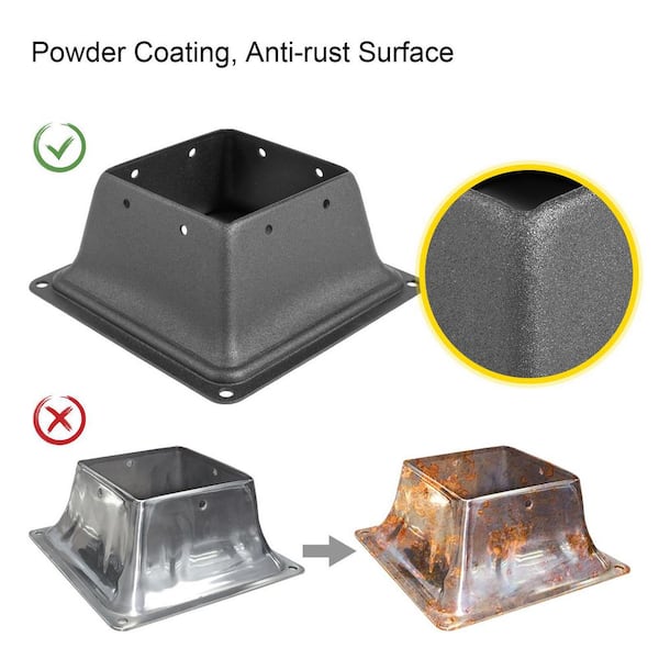 VEVOR 5 PCS Deck Post Base Skirt 4 in. x 4 in. Post Support Flange 2.5 LBS. with Thick Steel for Deck Supports Porch Railings