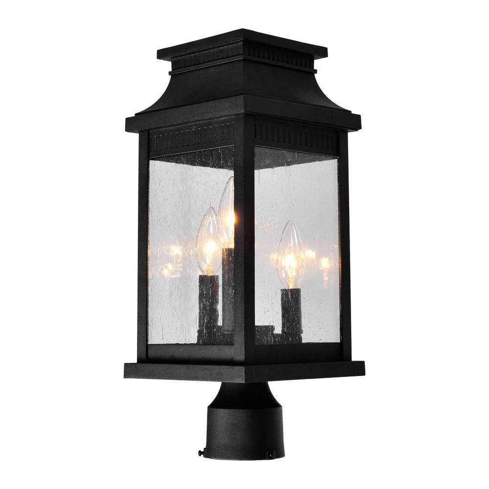 Milford 17.5" Black Metal and Seedy Glass Outdoor Lantern