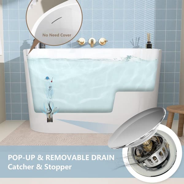 Zeafive High 47.25 in. x 23.63 in. Acrylic Japanese Soaking