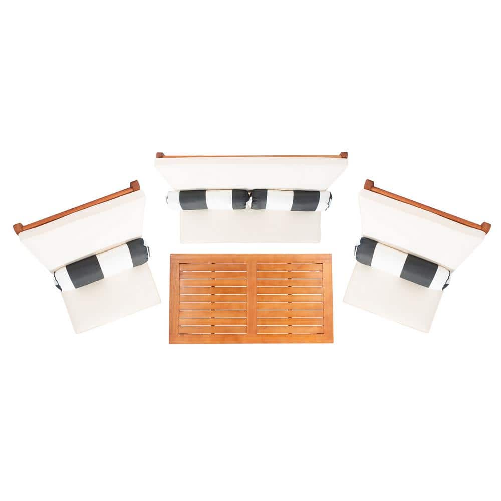 Sao Paulo Inspired 4-Piece Outdoor Living Set with Black & White Accent Pillows