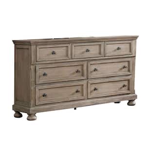 65.5 in. Gray 7-Drawer Wooden Dresser Without Mirror