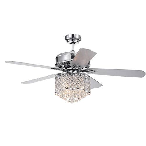 Deidor 5-Blade 52 in. Indoor Chrome Remote Controlled Ceiling Fan with Light KIt Warehouse of Tiffany Ceiling Fans With Lights