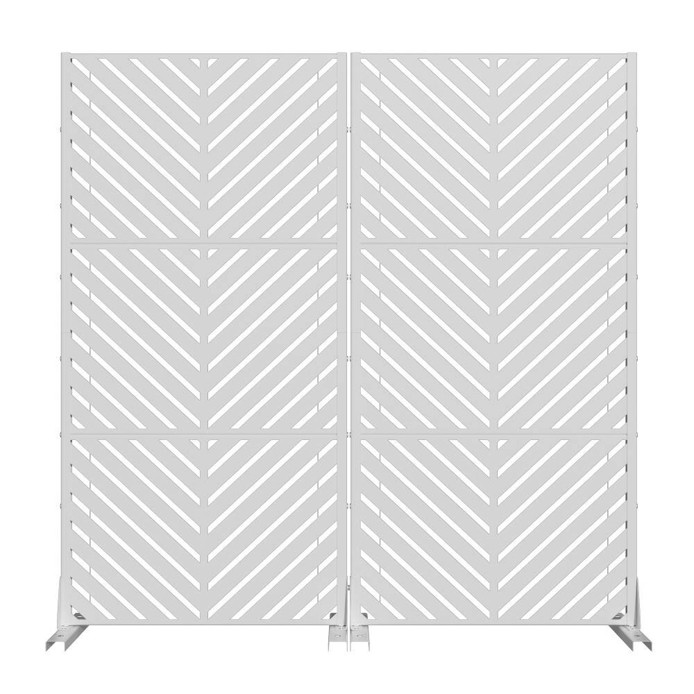 60 in. H x 30 in. W Outdoor White Galvanized Steel Decorative Garden Fence Privacy Screen (2-Pack) price history on PriceWatchPro