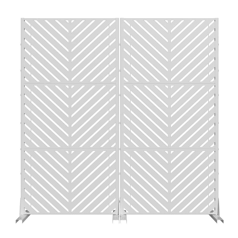 60 in. x 30 in. White Decorative Garden Screens Set Outdoor Metal Garden Fence Freestanding Privacy Screen with Panels price history on PriceWatchPro