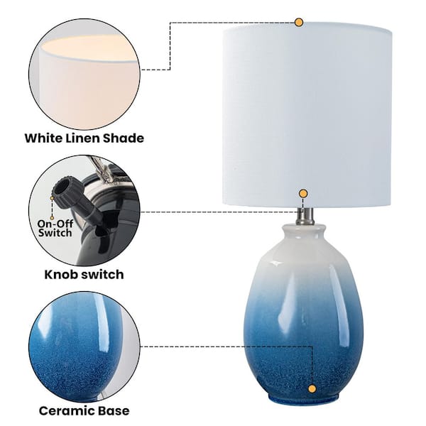 C Cattleya 19. 75in. Blue Gradient Ceramic Table Lamp with White