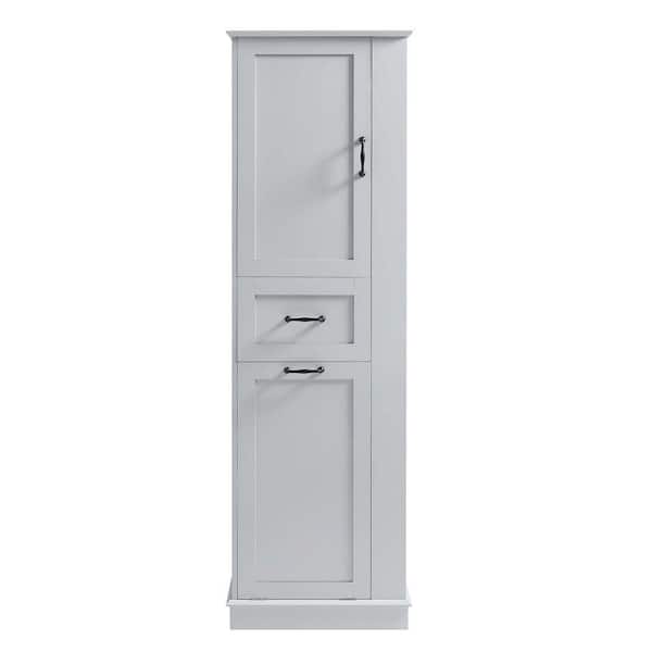 XUJMK 20 in. W x 14 in. D x 64 in. H Gray Linen Cabinet, Tall