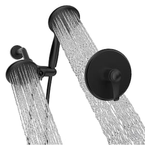 Single Handle 6-Spray Shower Faucet 1.8 GPM with Adjustable Flow Rate Round Wall Mount in. Matte Black (Valve Included)