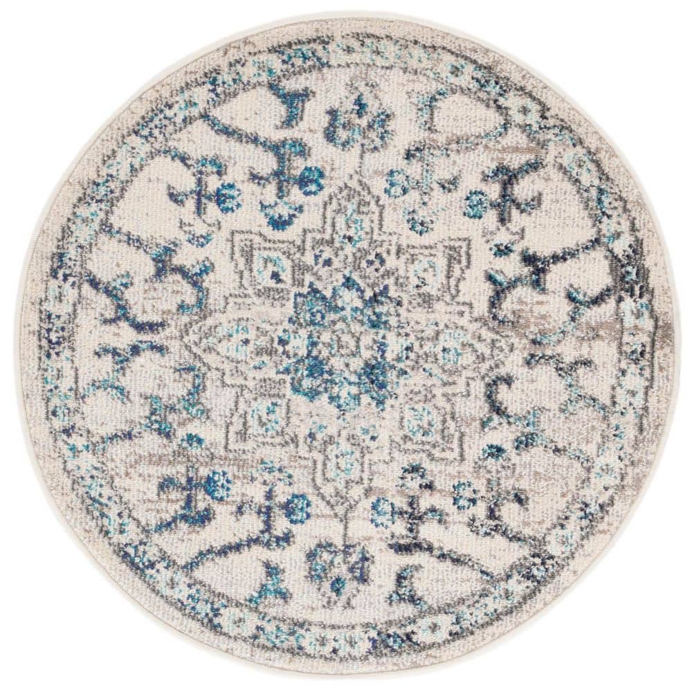 Madison Ivory/Gray 3 ft. x 3 ft. Distressed Border Round Area Rug price history on PriceWatchPro