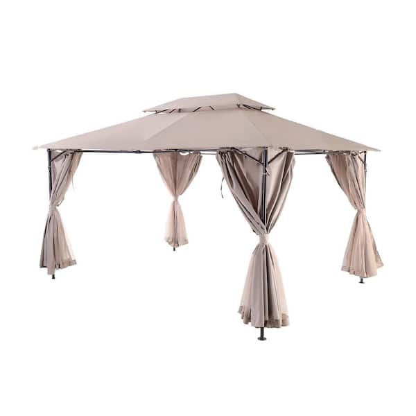 Amucolo 10 ft. x 13 ft. Outdoor Patios Tent Outdoor Canopy Shelter with Mosquito Netting Double Roof Tops with Curtain Screens