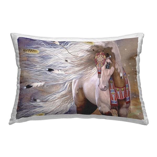 Stupell Industries Windblown Native Horse Multi-Color Rectangular Outdoor Throw Pillow