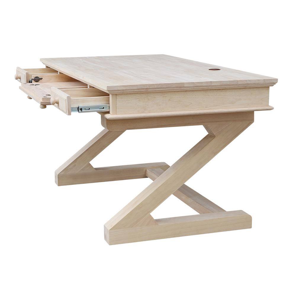 Elegant White Executive Hardwood Desk with Drawer and Keyboard Tray, 60"W