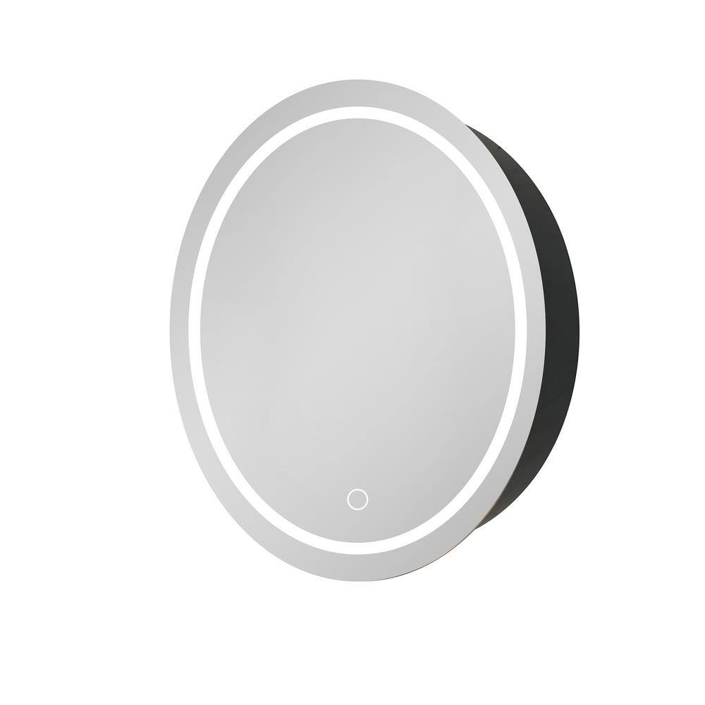 26 in. W x 26 in. H Round Iron Surface Mount Medicine Cabinet with Mirror