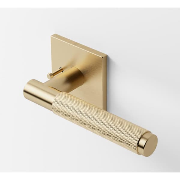 Taylor Champagne Gold Modern Heavy Duty Knurled Interior Door Handle, Square Rose and Concealed Screws (Privacy/Passage)