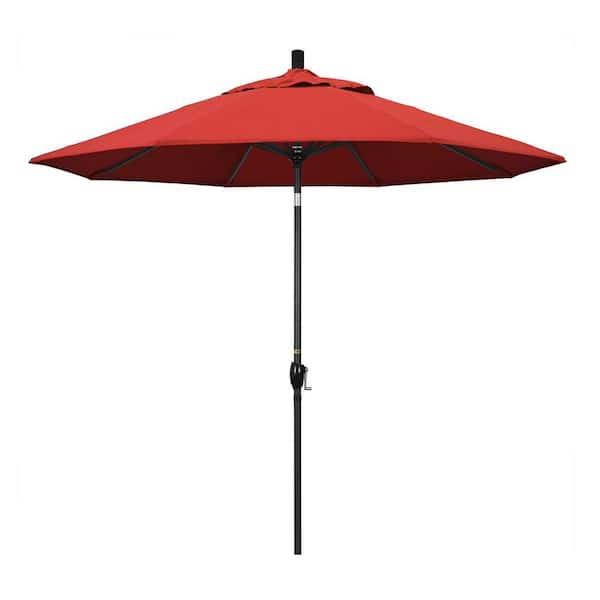 California Umbrella 9 ft. Aluminum Push Tilt Patio Umbrella in Red Olefin