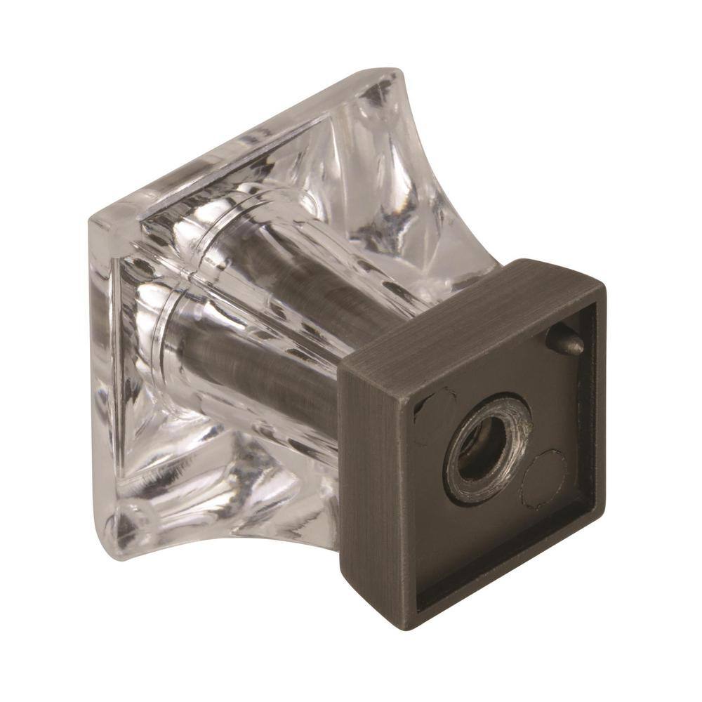 Clear Acrylic and Antique Silver Square Cabinet Knob