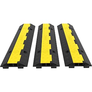 11000 lbs. Per Axle Capacity Driveway Rubber Traffic Speed Bumps Cable Protector Wire Cord Ramp 2 Channel (2-Pieces)