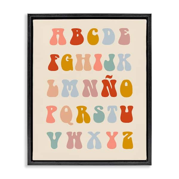 Stupell Industries Retro ABC Spanish Alphabet by Lil' Rue Black Floater Frame Typography Graphic Art Print 31 in. x 25 in.
