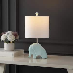Koda 17.5 in. Eclectic Southwestern Resin/Iron Elephant LED Kids Table Lamp, Turquoise