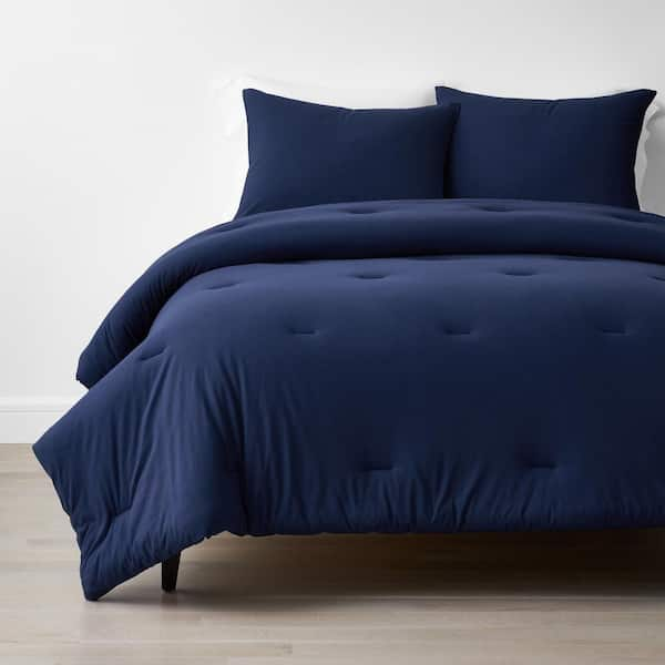 The Company Store Company Cotton 2-Piece Navy Cotton Jersey Knit Twin/Twin XL Comforter Set