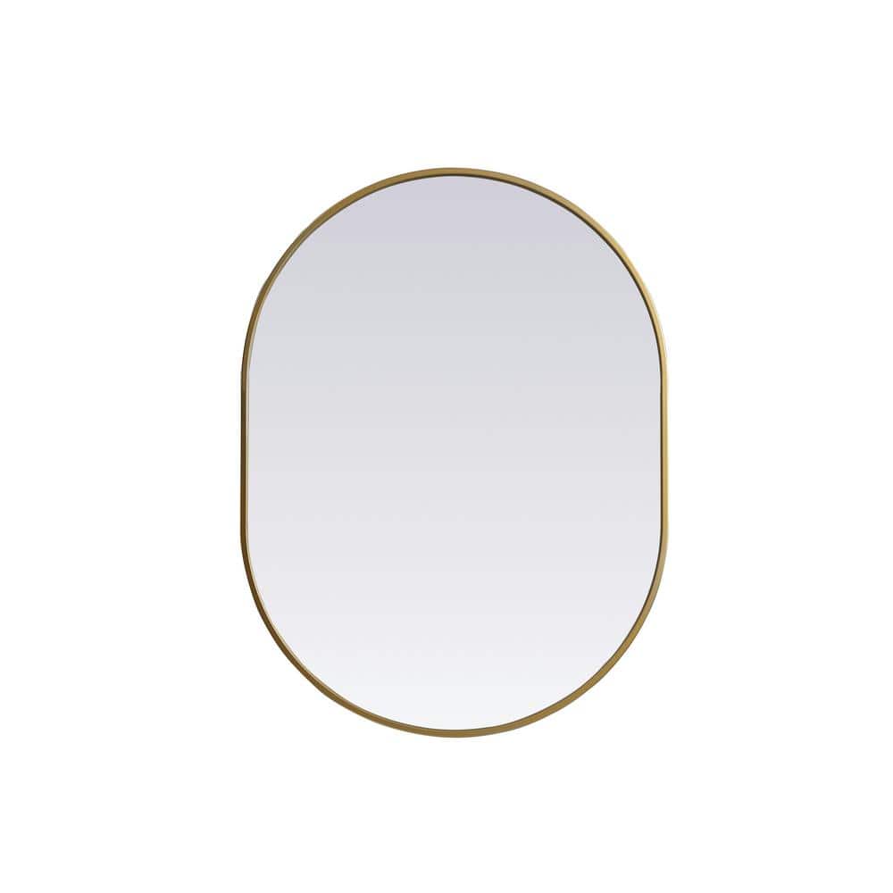 Simply Living 27 in. W x 36 in. H Oval Metal Framed Brass Mirror