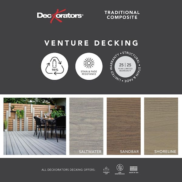 Deckorators Venture 1 in. x 6 in. x 20 ft. Saltwater Gray Grooved