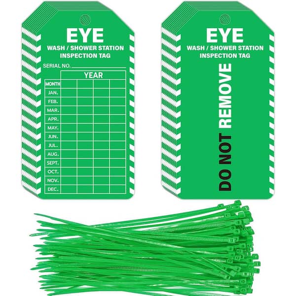 Unbranded Eye Wash Station Inspection Tags 90 Sets with Adjustable Wire Ties Yearly Monthly Test Record Label for Emergency Shower