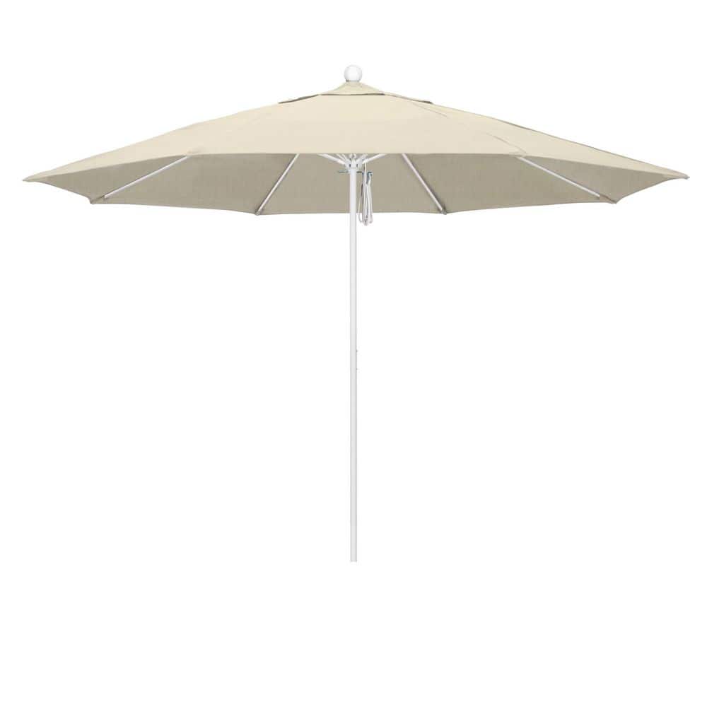 11 ft. Matted White Aluminum Market Patio Umbrella with Fiberglass Ribs Pulley Lift in Antique Beige Sunbrella price history on PriceWatchPro