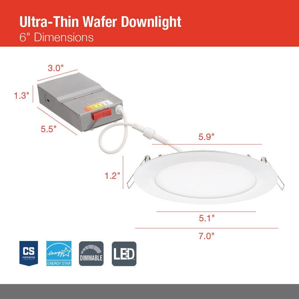 6'' Silver Aluminum Dimmable LED Recessed Lighting Kit