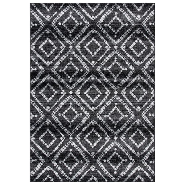 Adirondack 5 ft. x 8 ft. Black/Ivory Geometric Area Rug