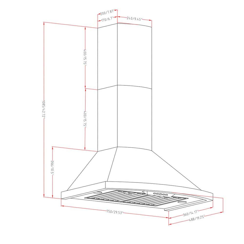 30-Inch White Painted Stainless Steel Convertible Wall Mount Range Hood