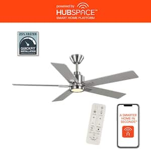 Zandra 52 in. White Changing Integrated LED Brushed Nickel Smart Hubspace Ceiling Fan with Light Kit and Remote Included