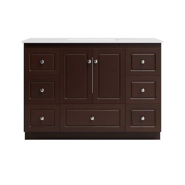 Ultraline 49 in. W x 22 in. D x 35 in. H Vanity in Dark Alder with Ceramic Vanity Top in White