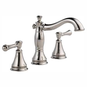 Cassidy 8 in. Widespread 2-Handle Bathroom Faucet with Metal Drain Assembly in Polished Nickel