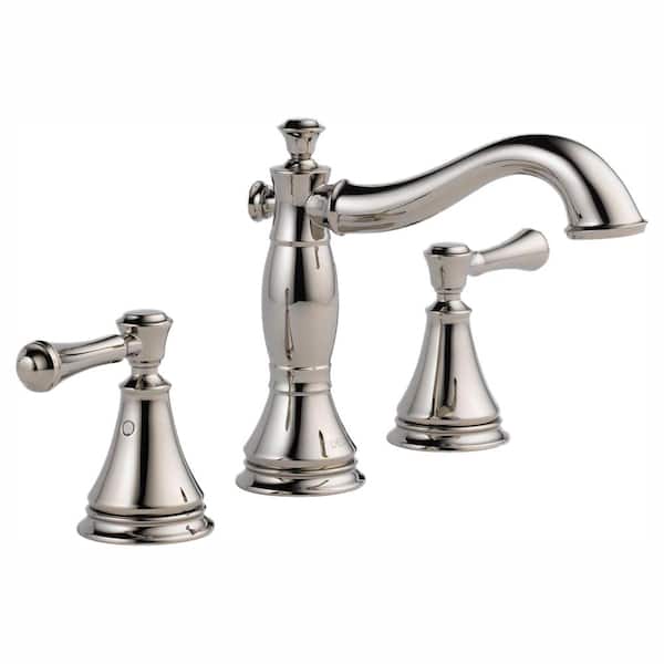 Delta Cassidy 8 in. Widespread 2-Handle Bathroom Faucet with Metal Drain Assembly in Polished Nickel