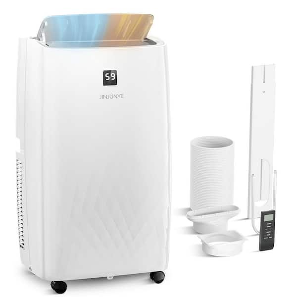JINJUNYE 12,000 BTU 4-in-1 Portable Air Conditioner and Heater, 3-Fan Speeds, Dehumidifier, and R32 Refrigerant