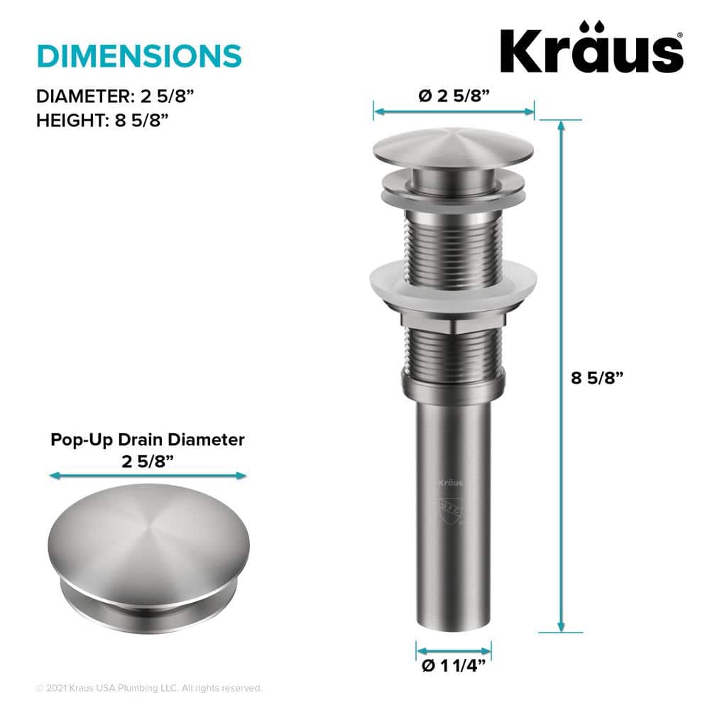 Spot-Free Stainless Steel Pop-Up Bathroom Sink Drain Assembly