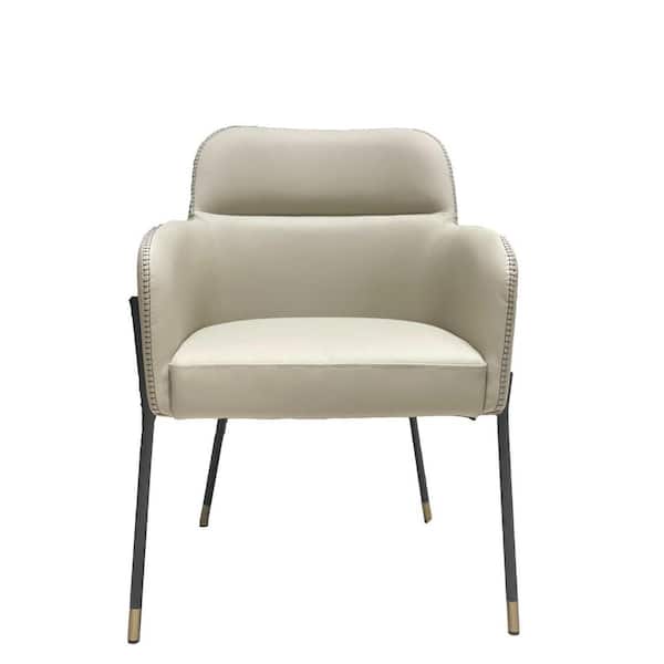 Brady Black and Greige Metal and Vegan Leather Dining Chair