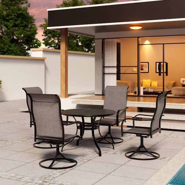 Unbranded 5-Piece Metal Round Outdoor Dining Set with Umbrella hole