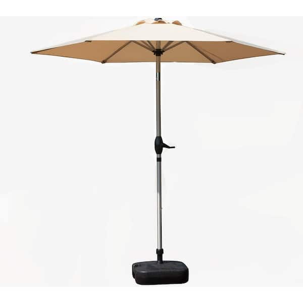 Unbranded 7.5 ft. Patio Umbrella, UV Protection Waterproof Market Umbrella with Push Button Tilt and Crank, 8 Sturdy Ribs, Beige