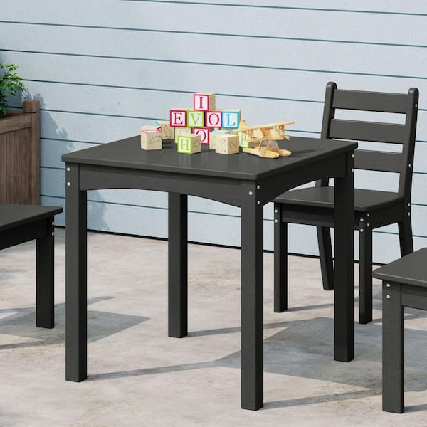 Garden Party Children's Outdoor Patio All Weather HDPE Plastic 24 in. Dining Table for Kids, Gray