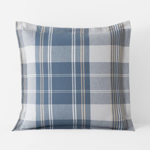 The Company Store Company Cotton Oversized Plaid Velvet Flannel Gray Multi Cotton Euro Sham