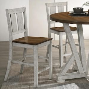 Rhysdee Light Oak and Antique White Wood Counter Height Dining Side Chair (Set of 2)
