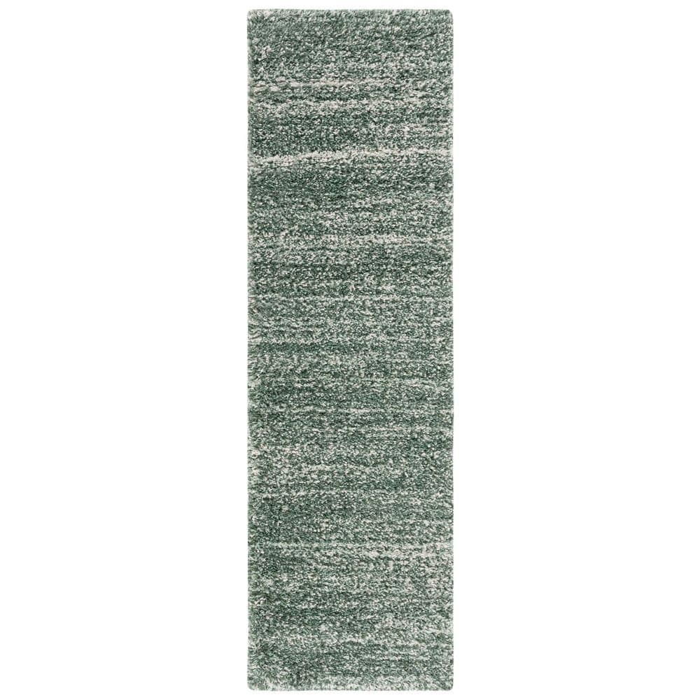 Hudson Shag 2 ft. x 6 ft. Green/Ivory Solid Marle Runner Rug price history on PriceWatchPro