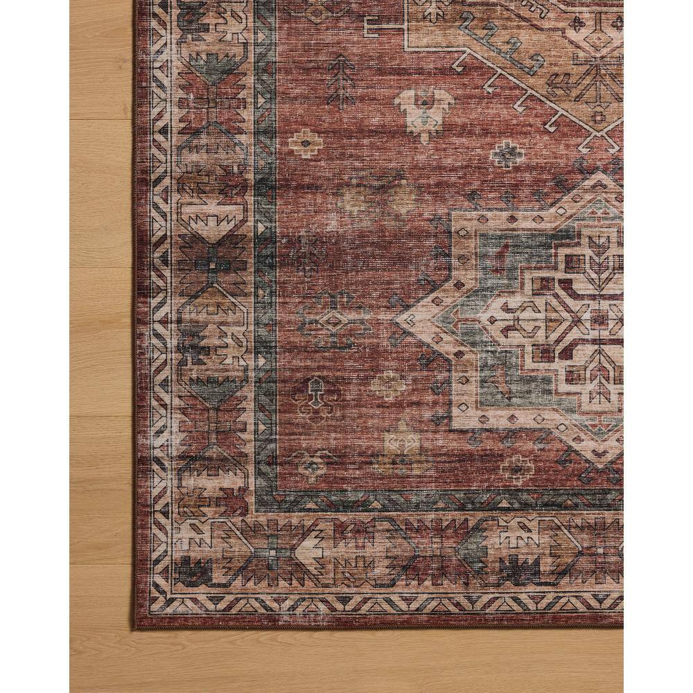 Anniston Red and Multi Synthetic Washable Rectangular Rug