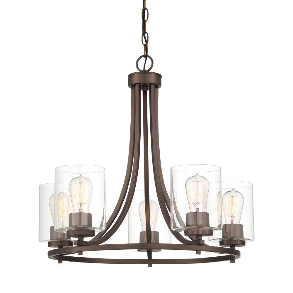 Liam Satin Copper Bronze Classic 24" Five-Light Chandelier
