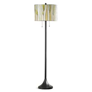Barossa 61 in. ORB Tiffany Glass Floor Lamp with Green Shade